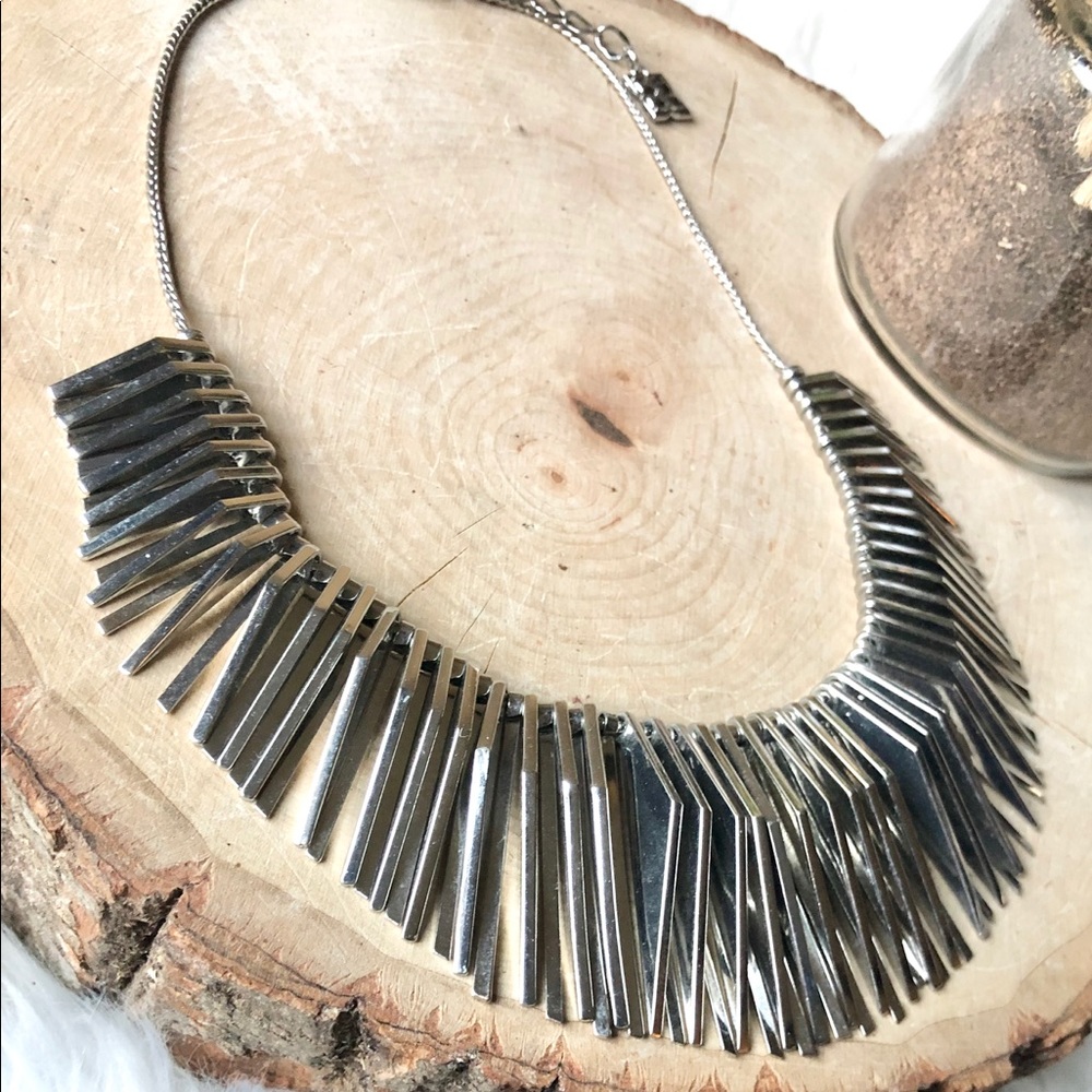 Bcbg Silver Triangle Statement Collar Necklace - image 2